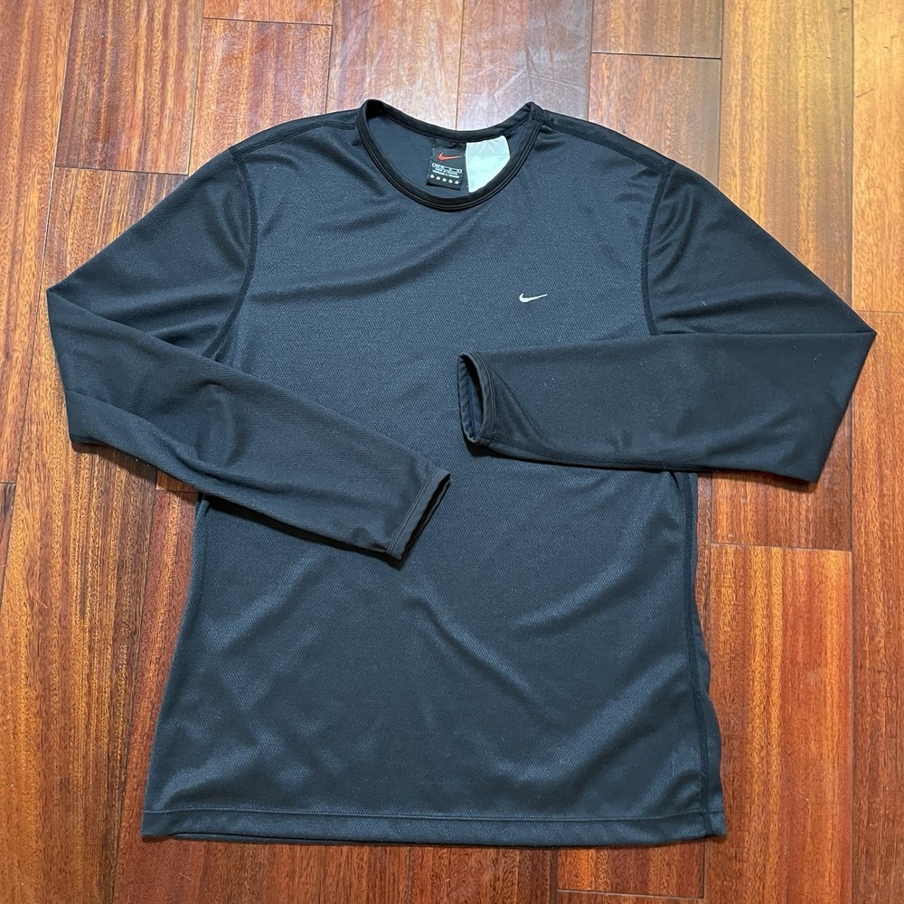 Vintage Nike Shirt Mens Medium Black Alpha Project Long Sleeve Crewneck 90's Y2K
